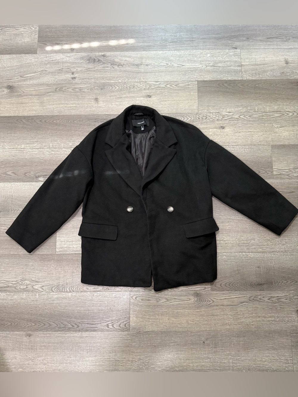 Vera Moda Oversized Black Light Weight Wool Coat